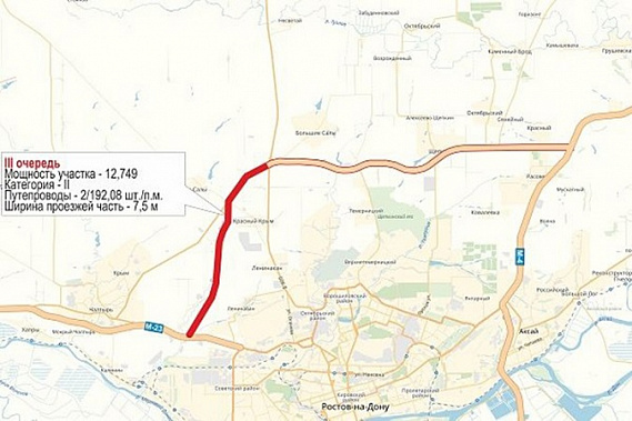 Карта-схема III этапа северного обхода Ростова.