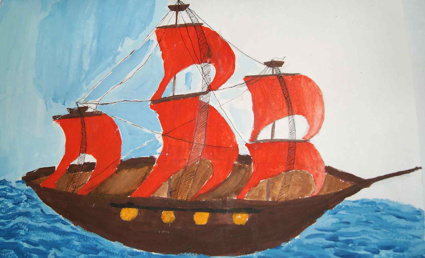 Как рисовать red ship. Корабль алые паруса. Цветные паруса. Старинные парусники. Алые паруса грин иллюстрации.