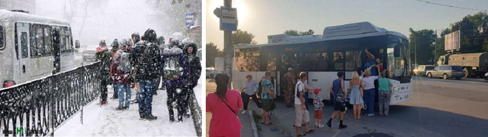 Автобусов в Ростове одинаково долго ждут под снегом и под палящим солнцем.