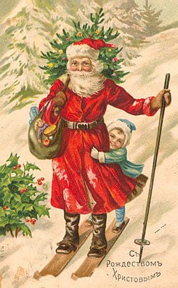 Дореволюционная рождественская открытка со святым Николаем.