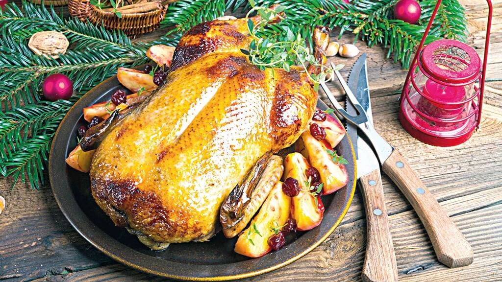 Гусь, запеченный с яблоками Гусь, запеченный с яблоками