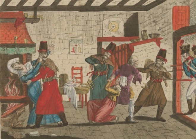 Так французы изображали «зверства» казаков в 1814 г.