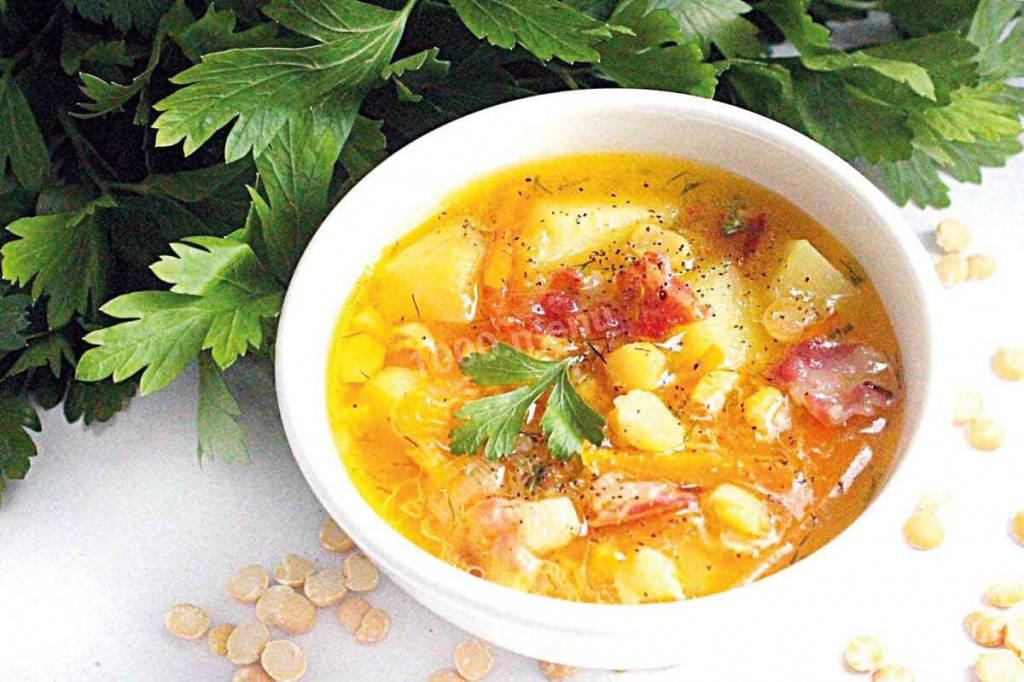 Гороховый суп с картофелем, на курином бульоне