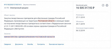 Минздрав Ростовской области отменил закупку 5 препаратов