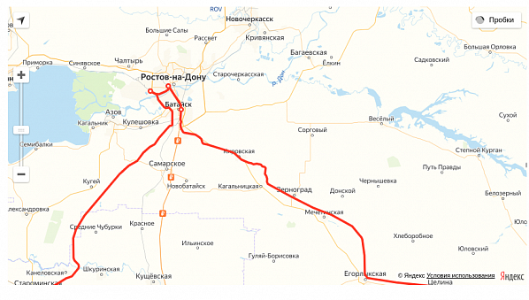 Схема беспересадочного железнодорожного маршрута 