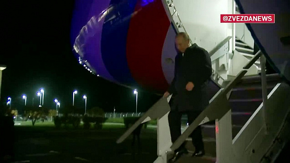 Прилет В. Путина в Ростов. Скриншот видео телеканала 