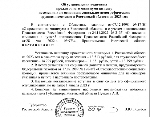 Прожиточный минимум в Ростовской области оказался ниже общероссийского
