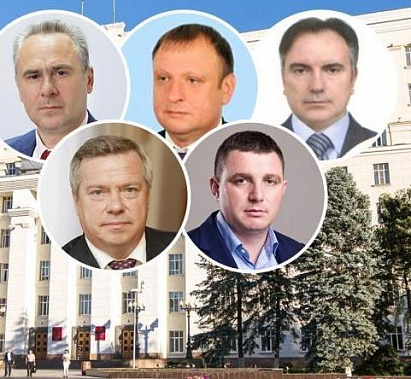 Они регистрируются в качестве кандидатов в губернаторы. Верхний ряд, слева направо: Е. Бессонов, А. Лященко, В. Башкатов. Нижний ряд: В. Голубев, П. Пятибратов. Источник фото 161.ru