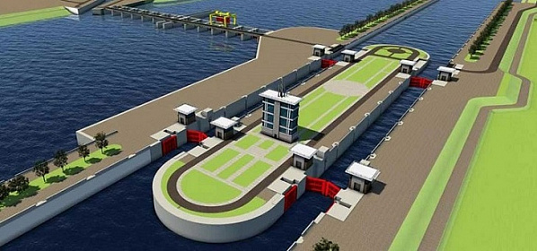 Так выглядит Багаевский гидроузел на макете.