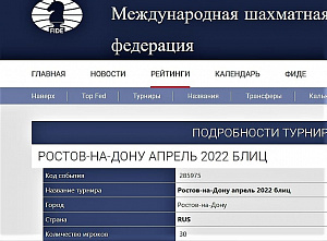 Ростовские рапид и блиц прошли регистрацию в ФИДЕ