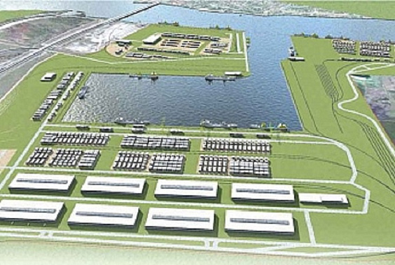 На снимке: проработка одного из вариантов размещения Ростовского порта на левом берегу Дона.