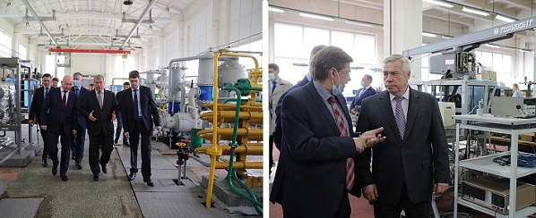 Губернатор В. Голубев во время посещения ростовских оборонных предприятий 