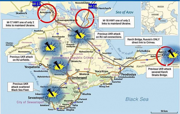 Так выглядит получившая хождение в открытых источниках версия плана Ходжеса по захвату ВСУ Крыма и уничтожению сухопутной связи с полуостровом. Источник фото:  Open Ukraine ©