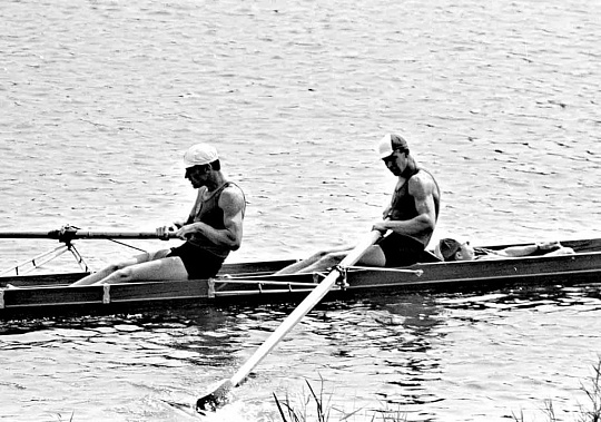 Чемпионат Европы по гребле (Босбаан, Амстердам): Леонид РАКОВЩИК, Николай САФРОНОВ, Игорь РУДАКОВ. 1964 год.