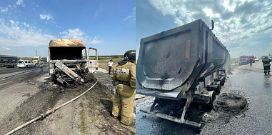 В Красносулинском районе на трассе сгорела фура