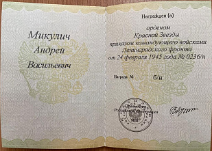 В Новочеркасске сыну фронтовика Андрея Микулича вручат его награду