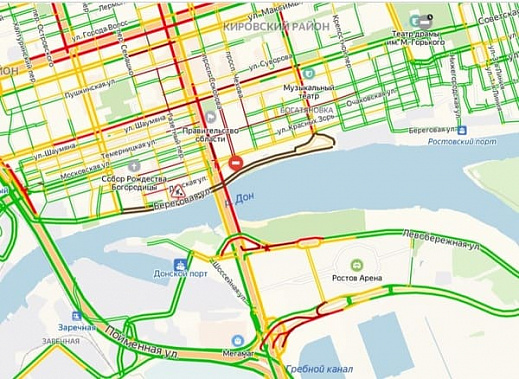 Из-за концерта «Ленинград» на Ростов-Арене и аварии центр Ростова встал в огромной пробки