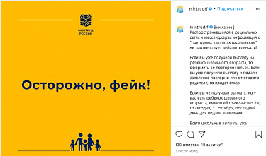 Минтруд предупредил донских родителей о фейке по поводу выплат