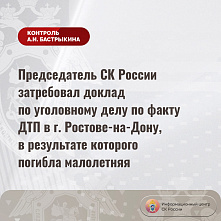 Председатель Следкома России затребовал из Ростова доклад по уголовному делу о ДТП, в результате которого погибла девочка