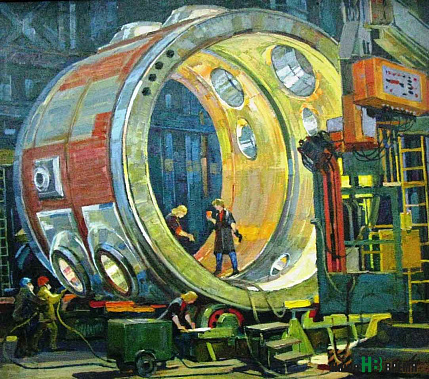 В. Акименко, «Проверка термосварки на атомном реакторе Атоммаша». 1982 г.