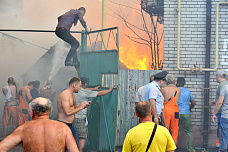 Пожар в центре Ростова