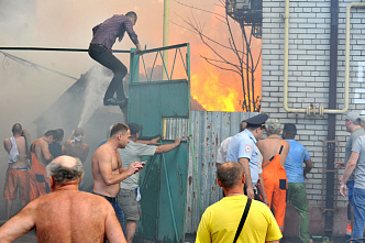Пожар в центре Ростова