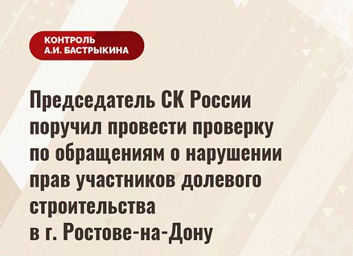 Александр Бастрыкин спросит за нарушение прав дольщиков ростовского ЖК «Город у реки»