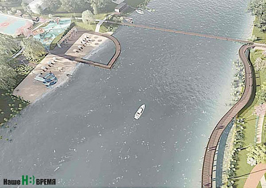 Так будут выглядеть зона отдыха и подвесной мост.