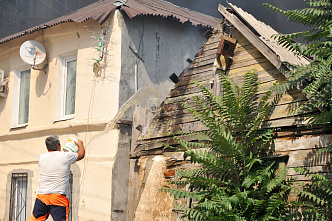 Пожар в центре Ростова