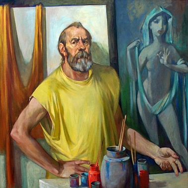 Автопортрет Анатолия Михайловича Храменкова. 2007 год. Бумага на фанере, казеиново-масляная темпера