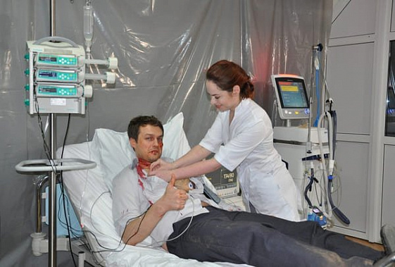 Съемки сцены в аккредитационно-симуляционном центре института.