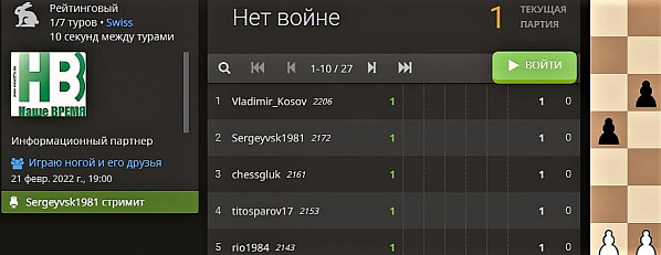 Дончане организовали международный шахматный турнир «Нет войне!»