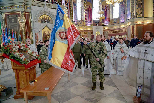 Освятили боевое знамя казачьего отряда «Аксай»