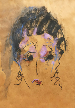 Зверев А. Т.  «Портрет жены». 1984. Бумага, смешанная техника