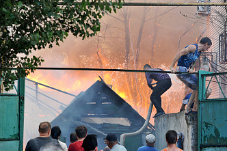 Пожар в центре Ростова