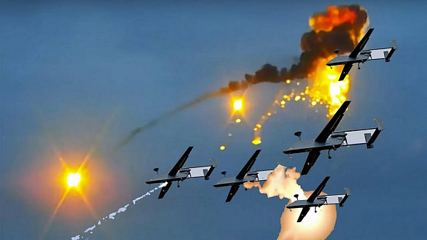 Атака дронов. Источник фото: YouTube.