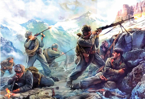 Подвиг советских солдат в горах Кавказа, на перевале Псеашко близ Сочи (музейная реконструкция)