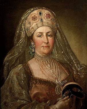 «Екатерина II в русском костюме». Неизвестный художник с оригинала Стефана Торелли.